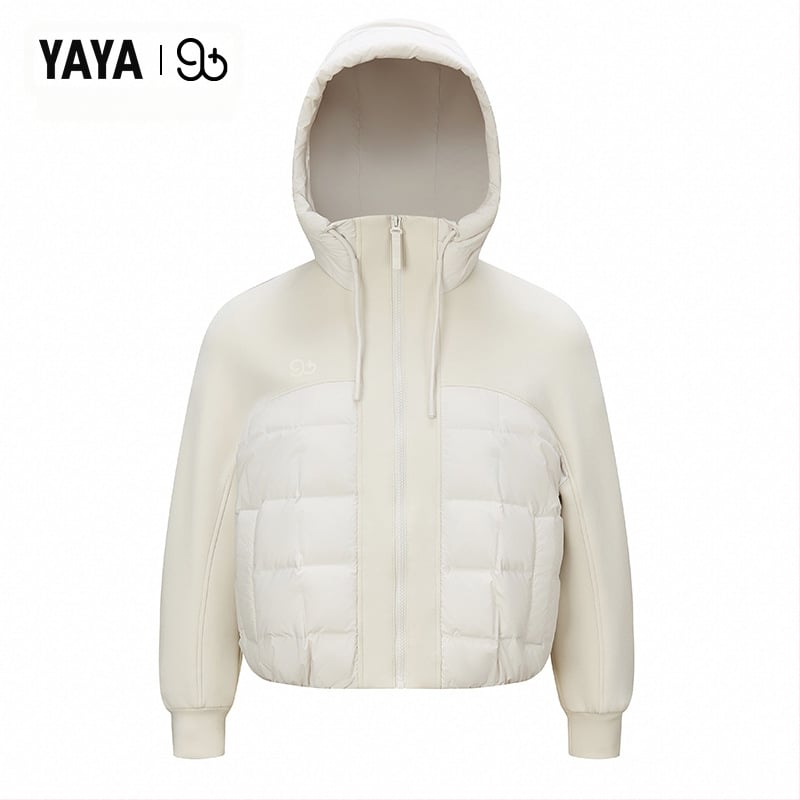 Női duck down dzseki kapucnival, 86–90% tolltöltet, poliészter anyag, közepes hossz, laza szabás, cipzáras záródás, ősz 2025, hercegnő-stílus