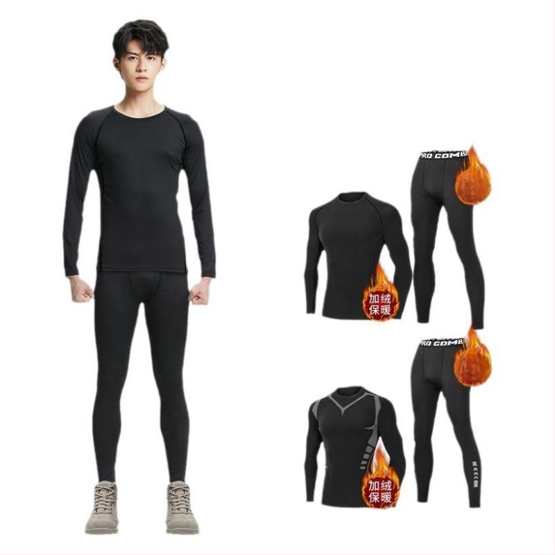 Muško skijaško odijelo: topla baza s flecom, brzo sušenje, tkanina od mješavine kemijskih vlakana, podstava: spandex, punilo: fleece, pogodno za trčanje, fitness, biciklizam, zimske sportove i planinarenje