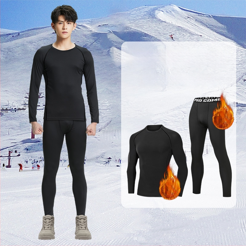 Muško skijaško odijelo: topla baza s flecom, brzo sušenje, tkanina od mješavine kemijskih vlakana, podstava: spandex, punilo: fleece, pogodno za trčanje, fitness, biciklizam, zimske sportove i planinarenje