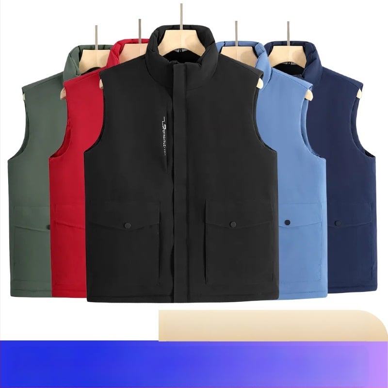 Kokvilnas darba veste ar japāņu stila darba apģērbu, brīvās piegriezums, stāvošs kakls, rāvējslēdzējs, poliestera odere; audums: 150D mehāniski elastīgs kompozīts balts plēves slānis un 180 g ultraskaņas down cotton; piemērots ikdienas valkāšanai