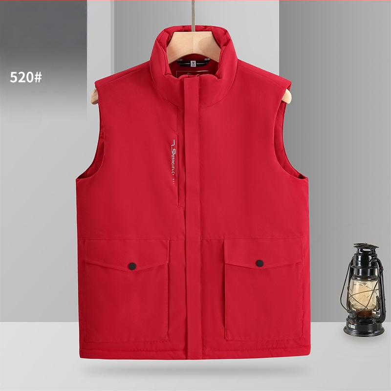 Kokvilnas darba veste ar japāņu stila darba apģērbu, brīvās piegriezums, stāvošs kakls, rāvējslēdzējs, poliestera odere; audums: 150D mehāniski elastīgs kompozīts balts plēves slānis un 180 g ultraskaņas down cotton; piemērots ikdienas valkāšanai