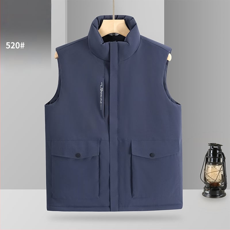 Kokvilnas darba veste ar japāņu stila darba apģērbu, brīvās piegriezums, stāvošs kakls, rāvējslēdzējs, poliestera odere; audums: 150D mehāniski elastīgs kompozīts balts plēves slānis un 180 g ultraskaņas down cotton; piemērots ikdienas valkāšanai