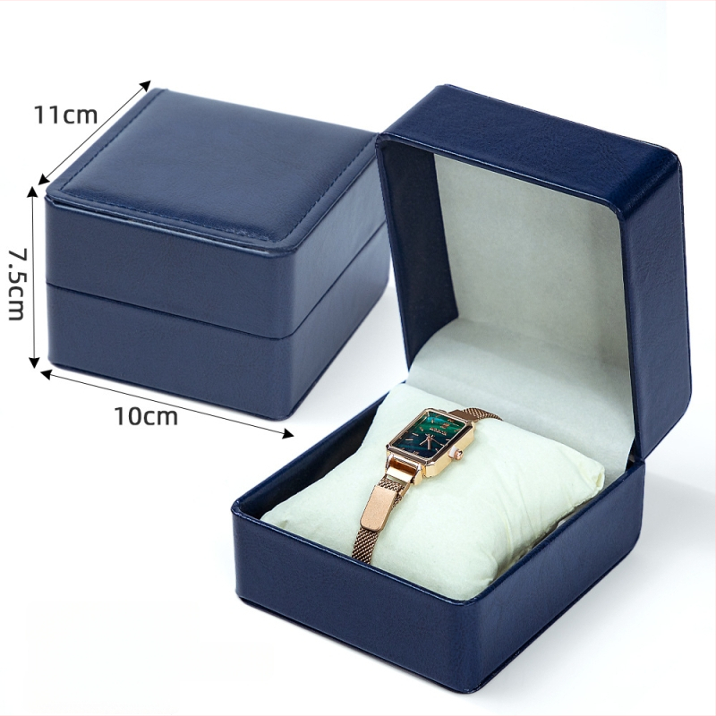 WH24 kellapakk – PU nahk + sametise sisemus; kuumpressimine, hõbedase sissetõmbe ja õmblemine; kinkepakend ja juveelipakend