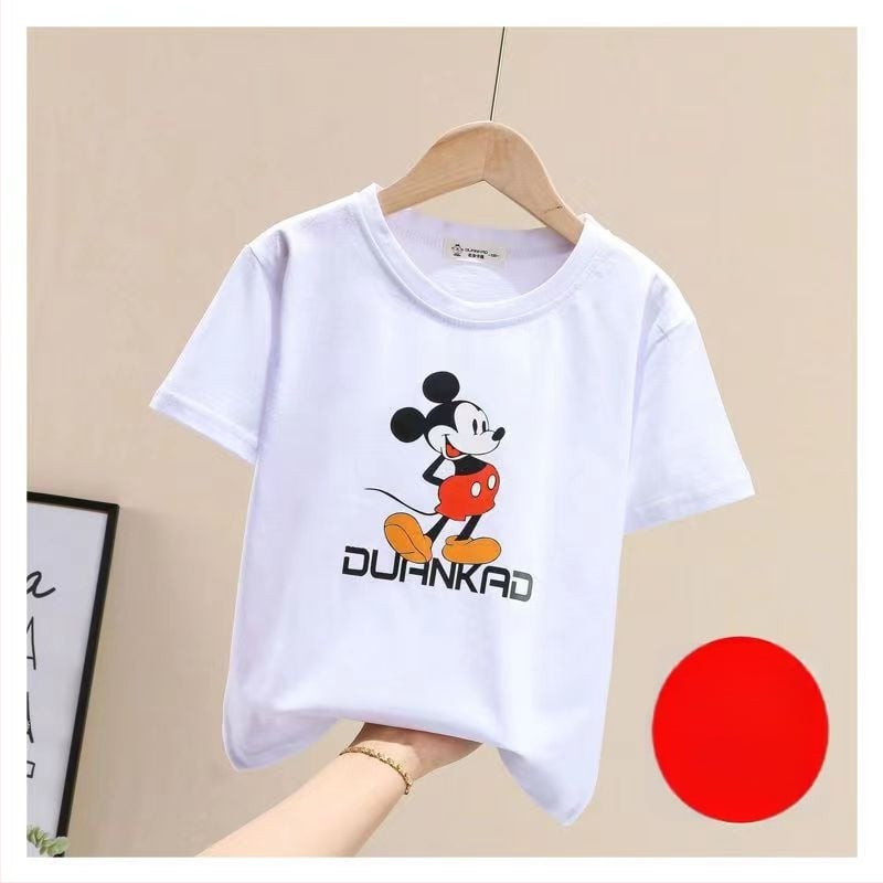 Meitenēm džinsa svārku komplekts ar bremzēm – divu daļu komplekts, īsām piedurknēm, korejiešu stilsā, karikatūras raksts, 95% kokvilnas maisījums