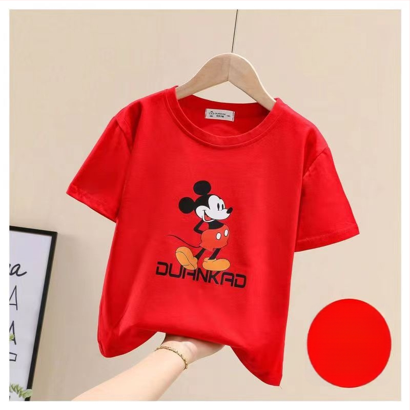 Meitenēm džinsa svārku komplekts ar bremzēm – divu daļu komplekts, īsām piedurknēm, korejiešu stilsā, karikatūras raksts, 95% kokvilnas maisījums