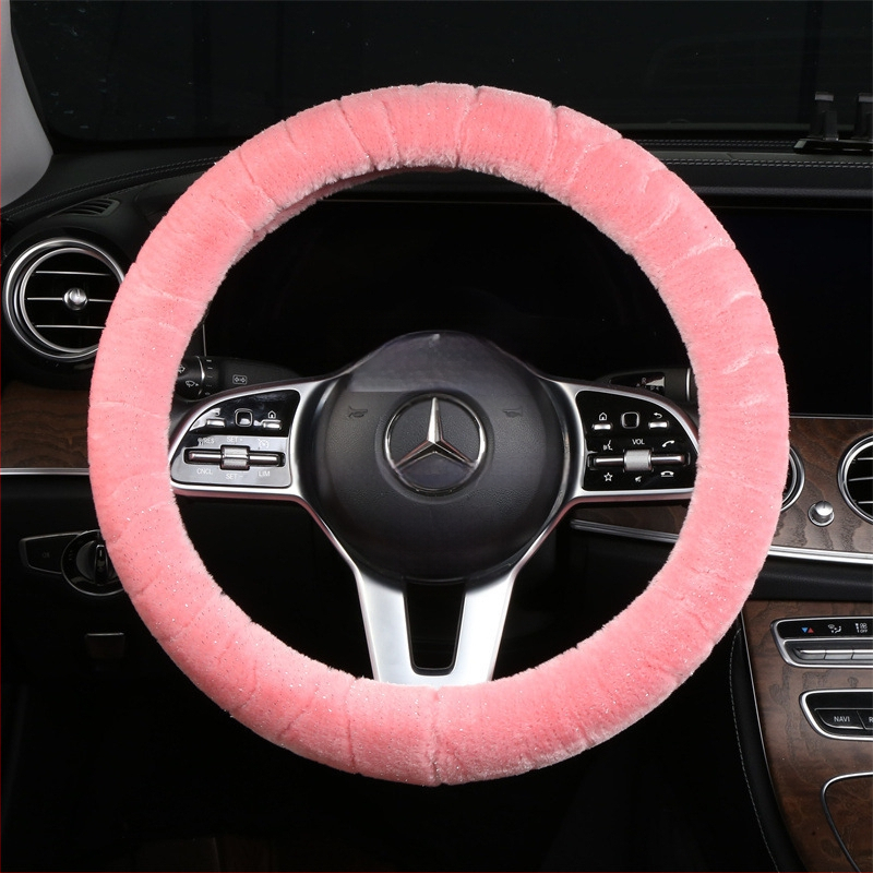 Κάλυμμα τιμονιού – χειμερινό βελούδινο, καθολική εφαρμογή, ραμμένο με μηχανή, Rabbit Mink Velvet, προστασία εσωτερικού αυτοκινήτου για όλες τις εποχές