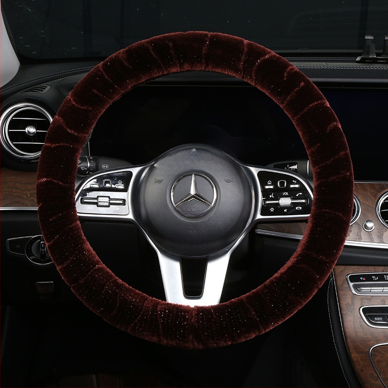 Κάλυμμα τιμονιού – χειμερινό βελούδινο, καθολική εφαρμογή, ραμμένο με μηχανή, Rabbit Mink Velvet, προστασία εσωτερικού αυτοκινήτου για όλες τις εποχές