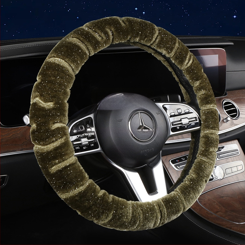 Κάλυμμα τιμονιού – χειμερινό βελούδινο, καθολική εφαρμογή, ραμμένο με μηχανή, Rabbit Mink Velvet, προστασία εσωτερικού αυτοκινήτου για όλες τις εποχές