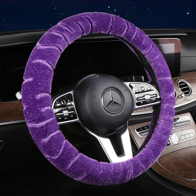 Κάλυμμα τιμονιού – χειμερινό βελούδινο, καθολική εφαρμογή, ραμμένο με μηχανή, Rabbit Mink Velvet, προστασία εσωτερικού αυτοκινήτου για όλες τις εποχές