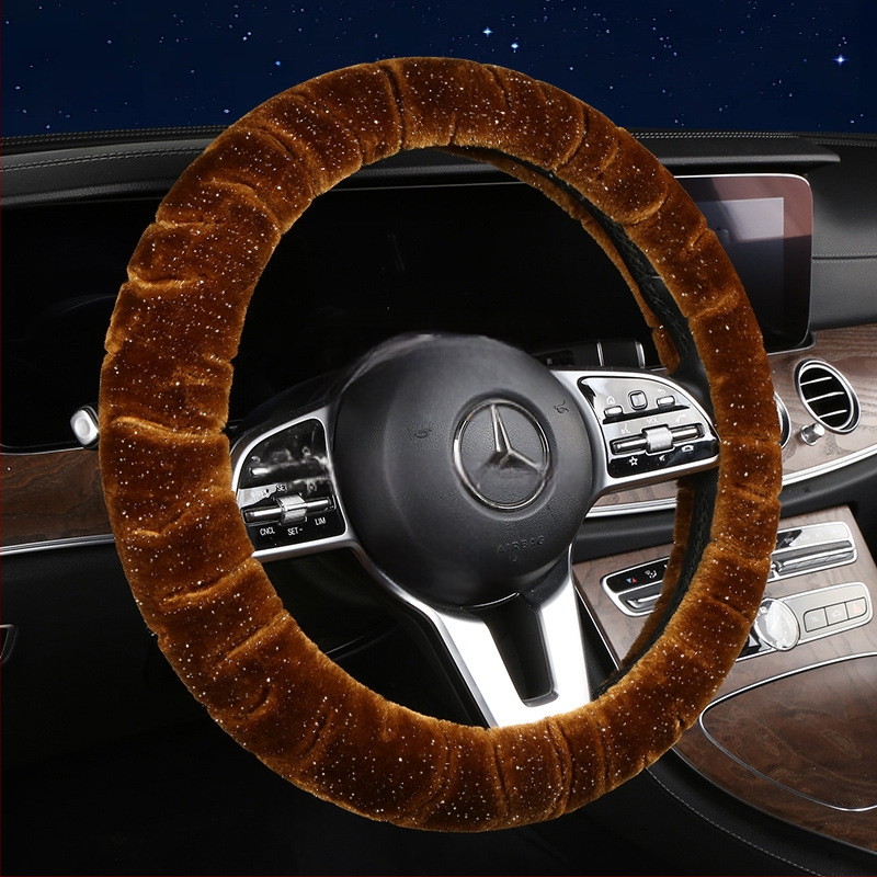 Κάλυμμα τιμονιού – χειμερινό βελούδινο, καθολική εφαρμογή, ραμμένο με μηχανή, Rabbit Mink Velvet, προστασία εσωτερικού αυτοκινήτου για όλες τις εποχές