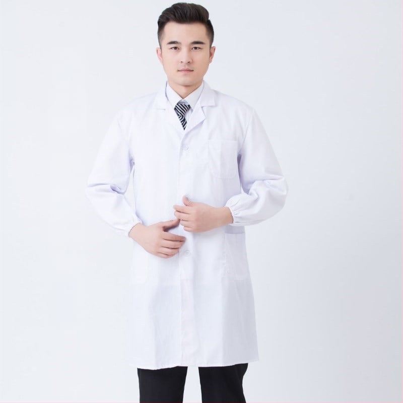 Gydytojo chalatas, medvilnės mišinio audinys; drėgmės nutekėjimas; pamušalas medvilnė; keturi metų laikai; vyrams