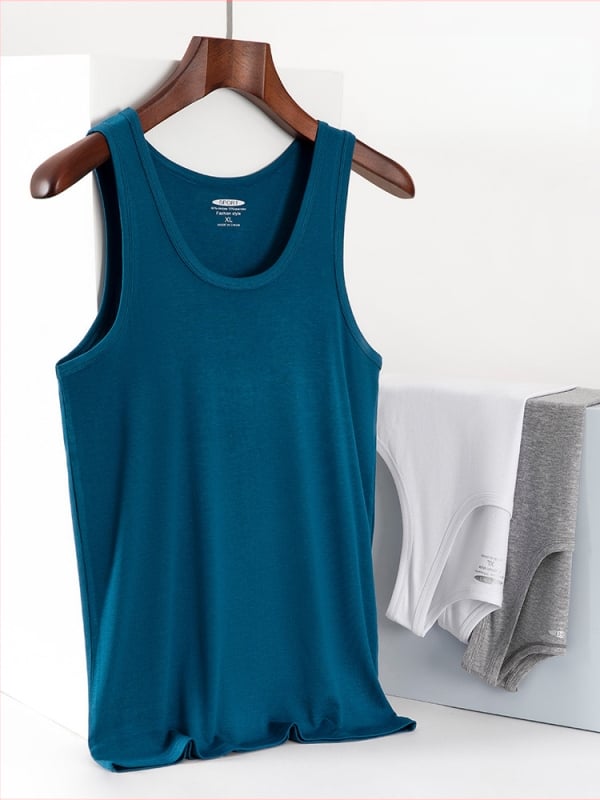 Vīriešu modal top bez piedurknēm, sporta stilā, brīvs piegriezums, 90% modal, pavasaris 2024