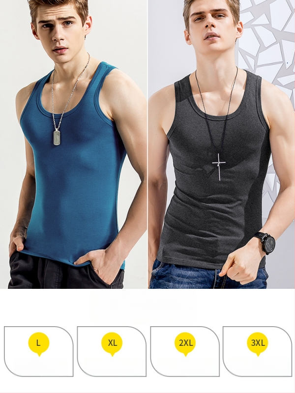 Vīriešu modal top bez piedurknēm, sporta stilā, brīvs piegriezums, 90% modal, pavasaris 2024