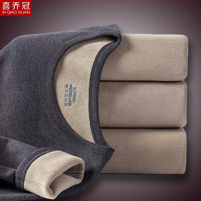 Vīriešu termo komplekts ar flīsa odas, bieza divslāņu augšdaļa ar apaļu kakla izgriezumu un bikses, poliester 90–95%