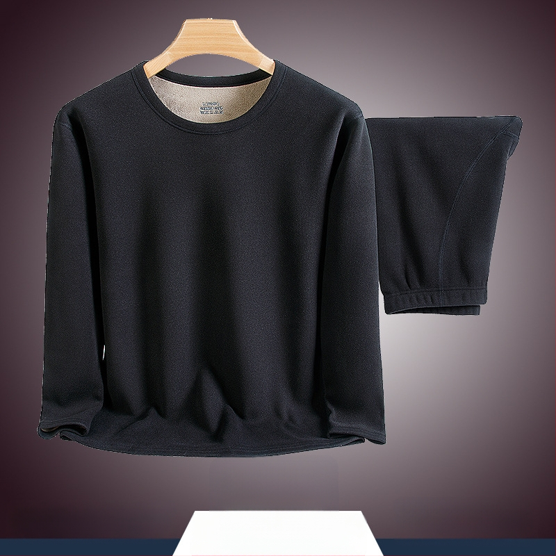 Vīriešu termo komplekts ar flīsa odas, bieza divslāņu augšdaļa ar apaļu kakla izgriezumu un bikses, poliester 90–95%