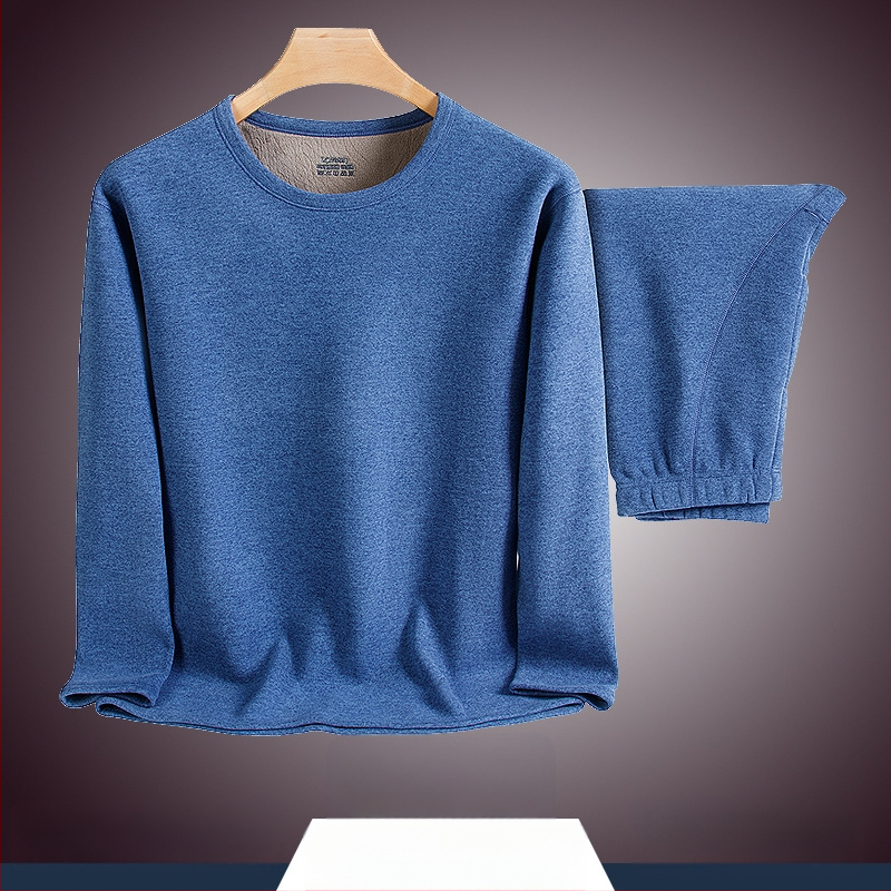 Vīriešu termo komplekts ar flīsa odas, bieza divslāņu augšdaļa ar apaļu kakla izgriezumu un bikses, poliester 90–95%