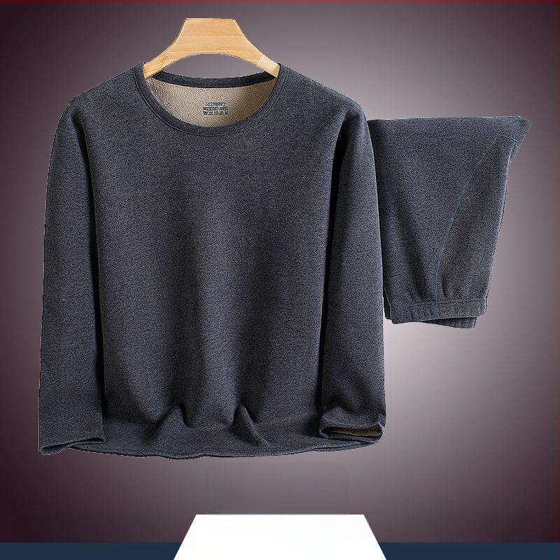 Vīriešu termo komplekts ar flīsa odas, bieza divslāņu augšdaļa ar apaļu kakla izgriezumu un bikses, poliester 90–95%