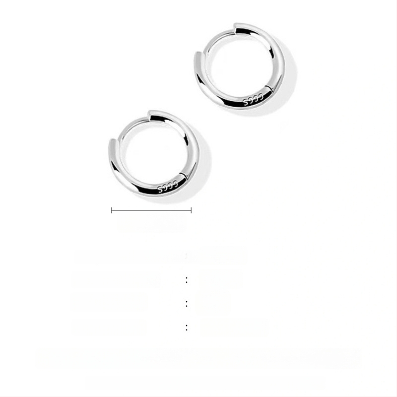 S999 tīra sudraba auskari, korejiešu stilā ģeometriski gredzeni
