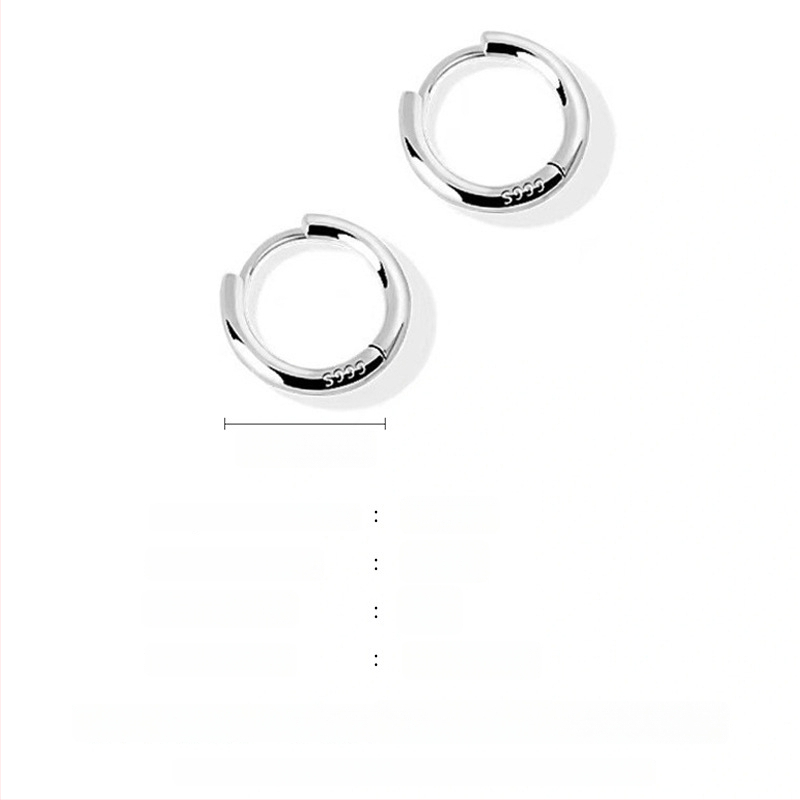 S999 tīra sudraba auskari, korejiešu stilā ģeometriski gredzeni