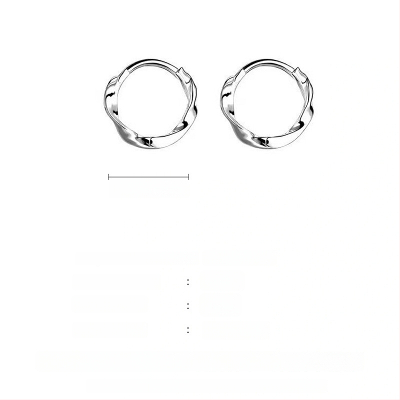 S999 tīra sudraba auskari, korejiešu stilā ģeometriski gredzeni
