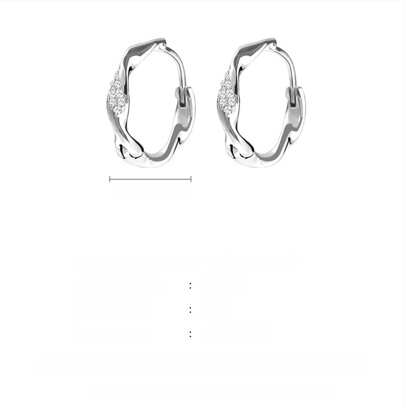 S999 tīra sudraba auskari, korejiešu stilā ģeometriski gredzeni