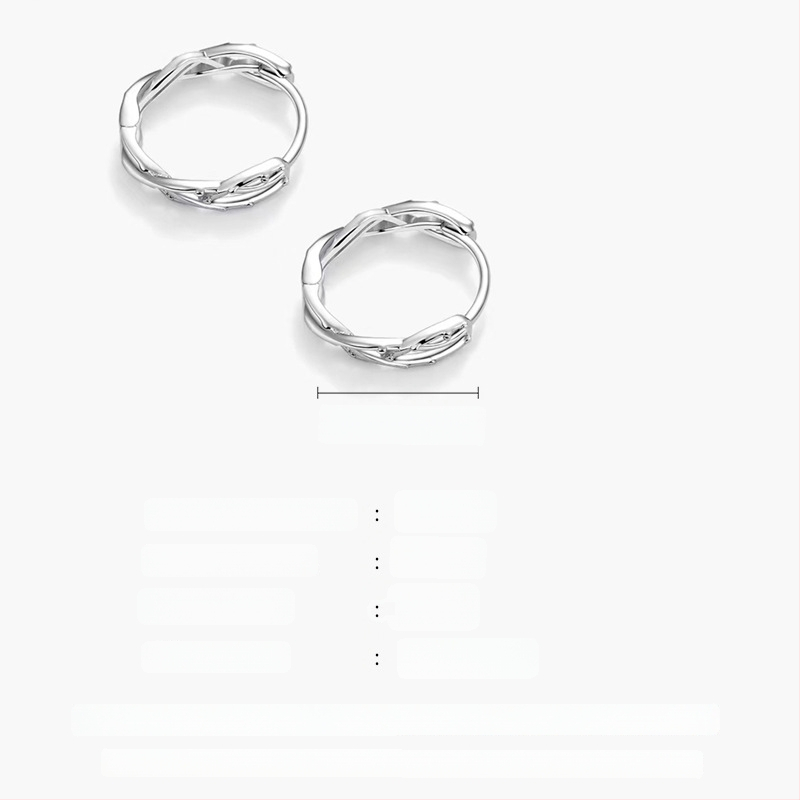 S999 tīra sudraba auskari, korejiešu stilā ģeometriski gredzeni