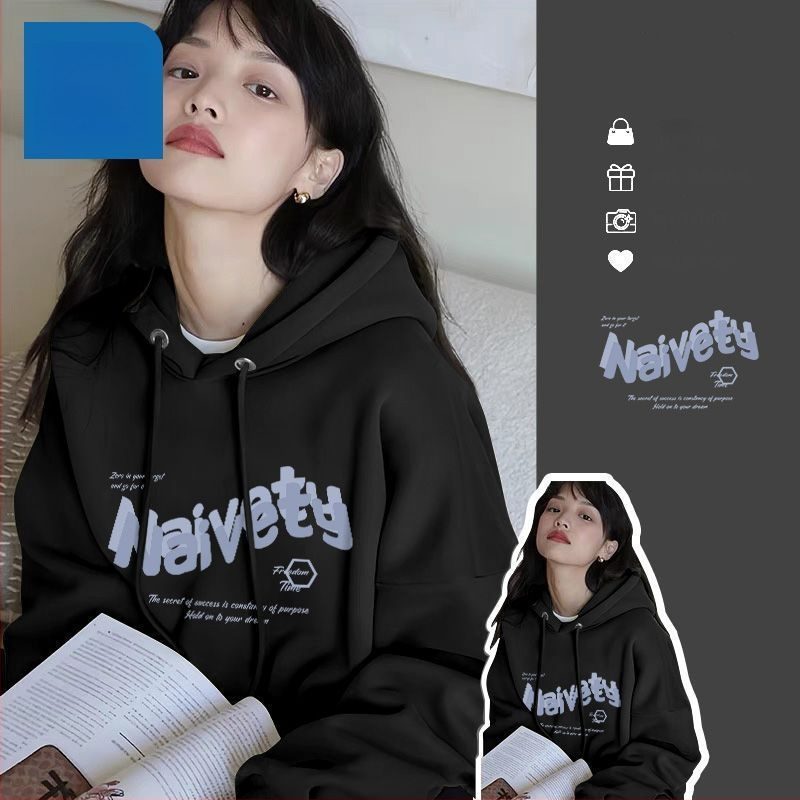 Ženski hoodie s kapuljačom, oversize, s fleksom iznutra, za proljeće, jesen i zimu, street style