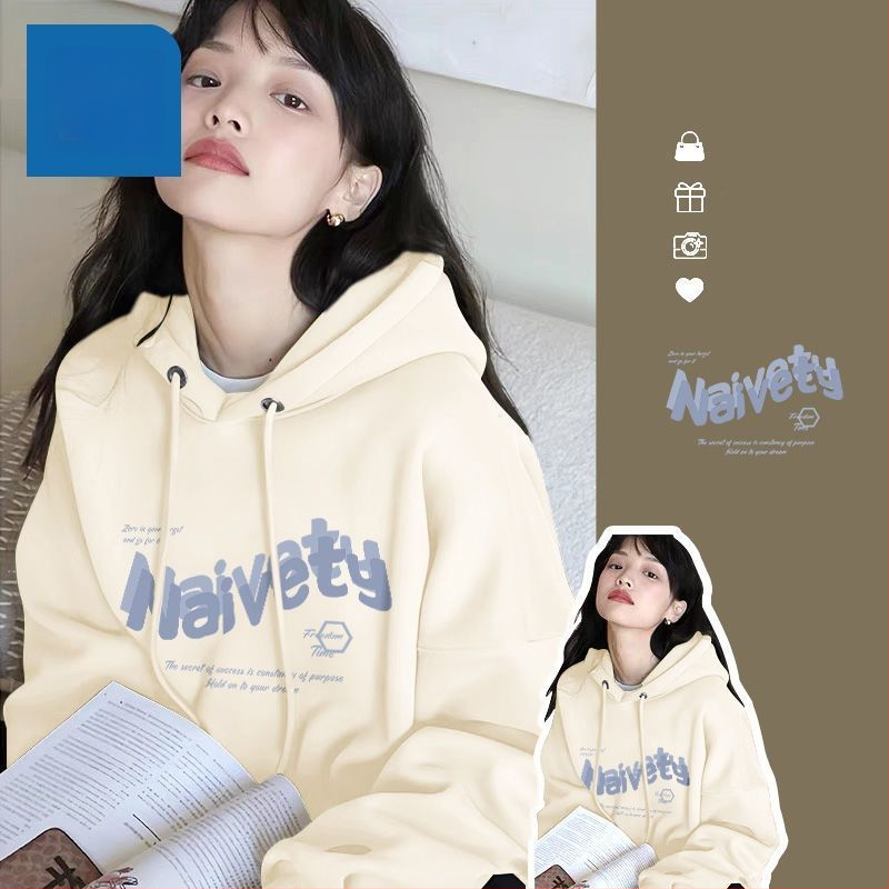 Ženski hoodie s kapuljačom, oversize, s fleksom iznutra, za proljeće, jesen i zimu, street style