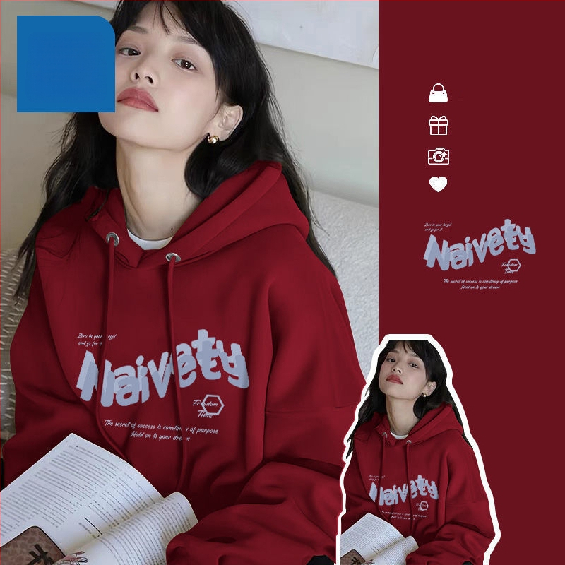 Ženski hoodie s kapuljačom, oversize, s fleksom iznutra, za proljeće, jesen i zimu, street style