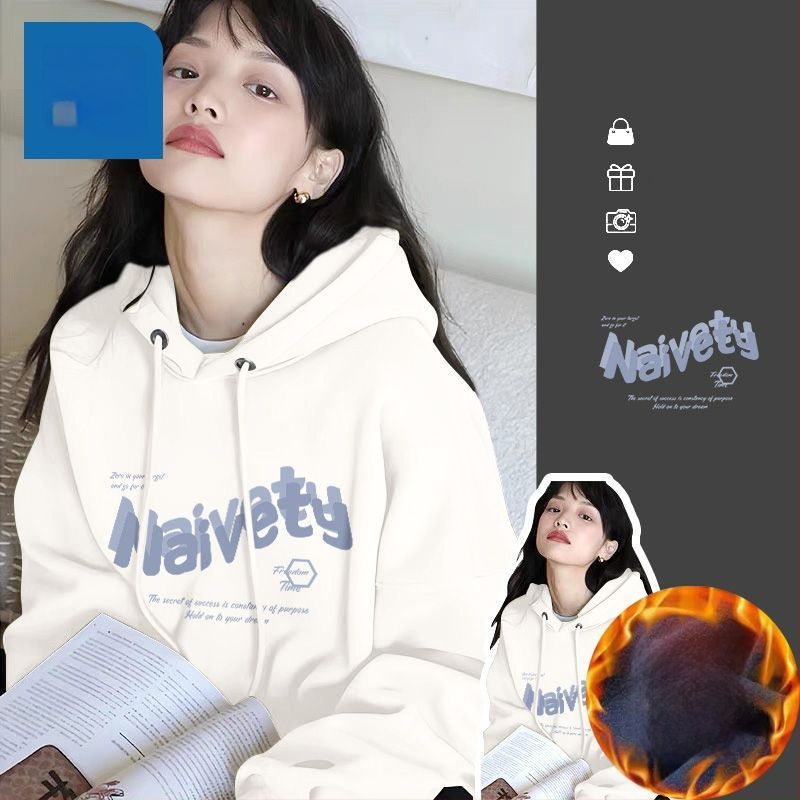 Ženski hoodie s kapuljačom, oversize, s fleksom iznutra, za proljeće, jesen i zimu, street style