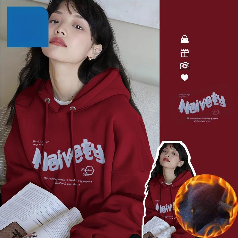 Ženski hoodie s kapuljačom, oversize, s fleksom iznutra, za proljeće, jesen i zimu, street style
