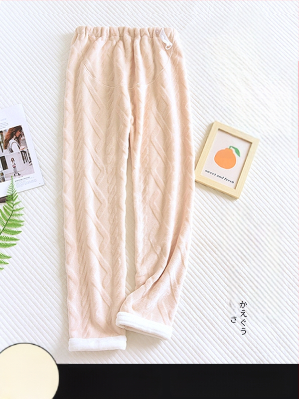 Μαιευτικά παντελόνια πυτζάμας με ζεστό кораλωφλίς, υποστήριξη κοιλιάς, φαρδιά γραμμή, πολυεστέρας 95%+, χειμώνας 2024