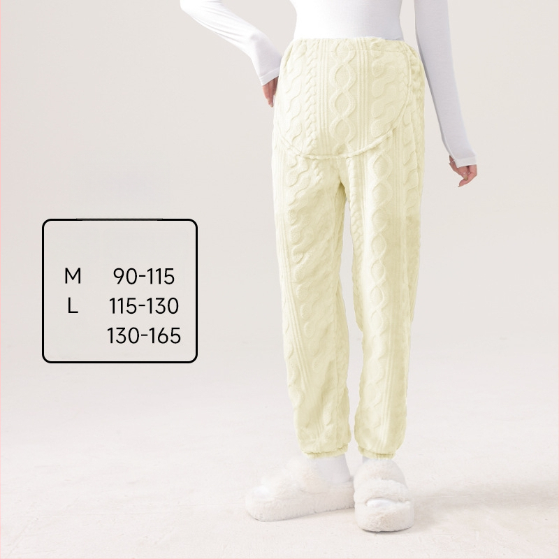 Μαιευτικά παντελόνια πυτζάμας με ζεστό кораλωφλίς, υποστήριξη κοιλιάς, φαρδιά γραμμή, πολυεστέρας 95%+, χειμώνας 2024