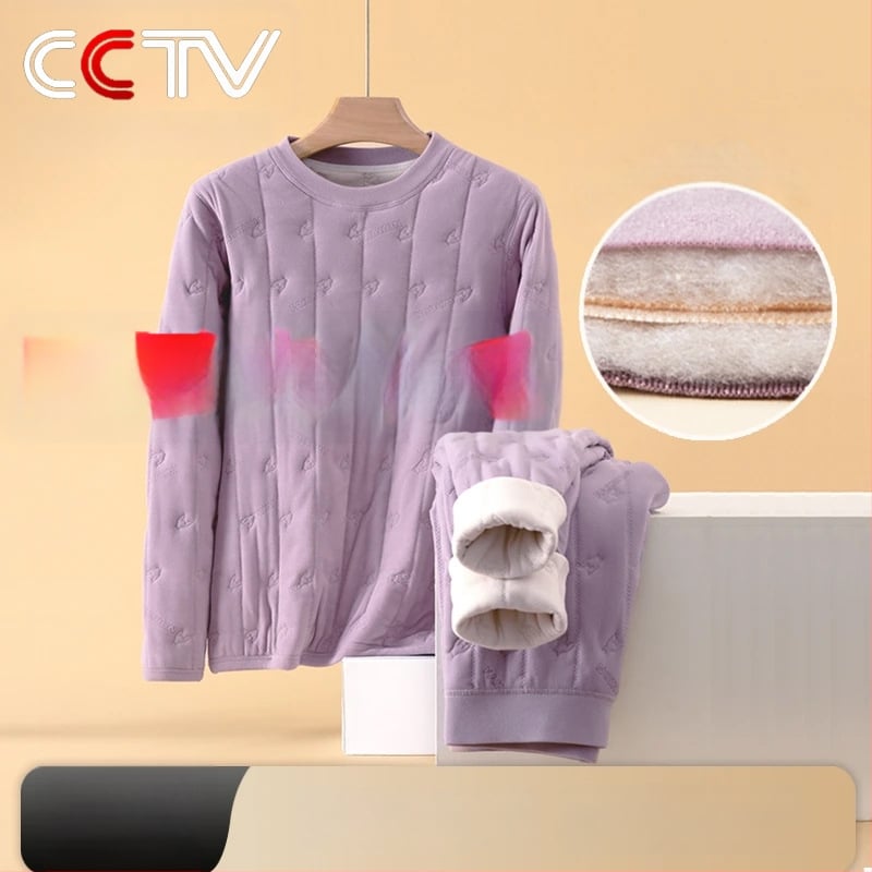 Vuneni termalni komplet donjeg rublja, ekstra debeli, tri sloja, s polu-visokim ovratnikom, bez šavova, dugi rukavi i hlače, veluru podstava, grijanje, zaštita koljena, struka i leđa