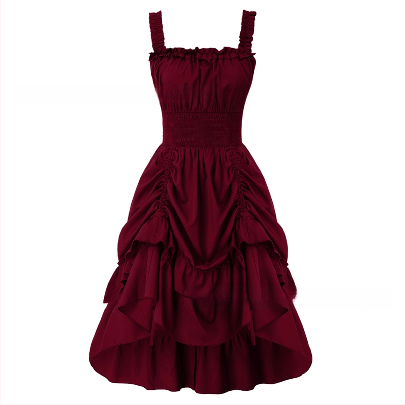 Suknelė su petnešėlėmis ir pečių atviru kaklu, pūkota midi suknelė, poliesterio audinys, Pavasaris 2024