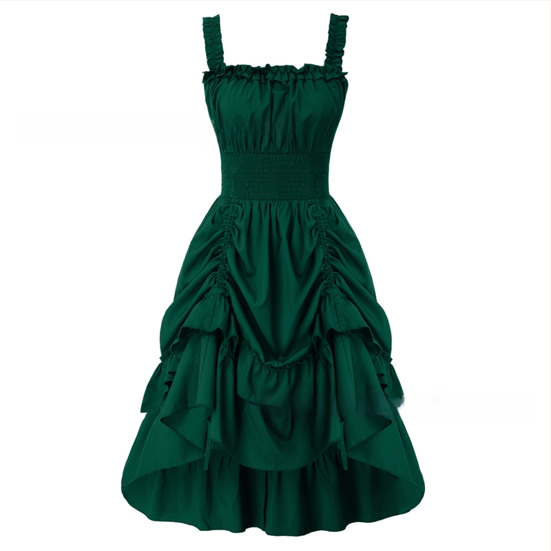 Suknelė su petnešėlėmis ir pečių atviru kaklu, pūkota midi suknelė, poliesterio audinys, Pavasaris 2024