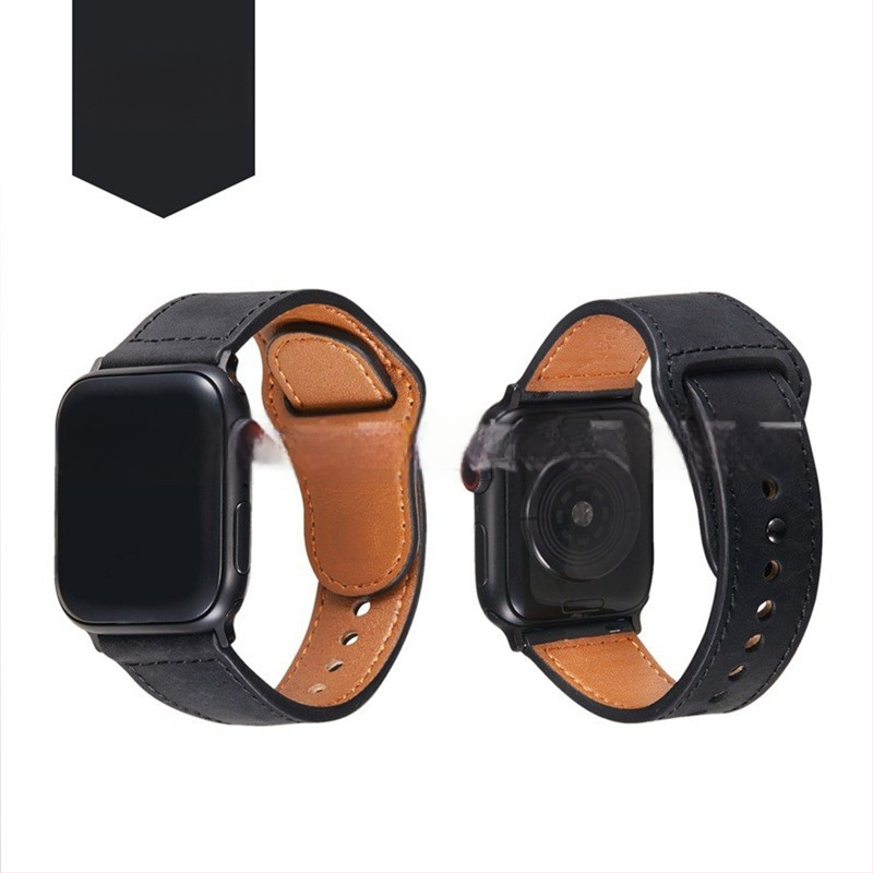 Ремък за Apple Watch Series 7 от естествена кожа, модел Crazy Horse, с заклепки