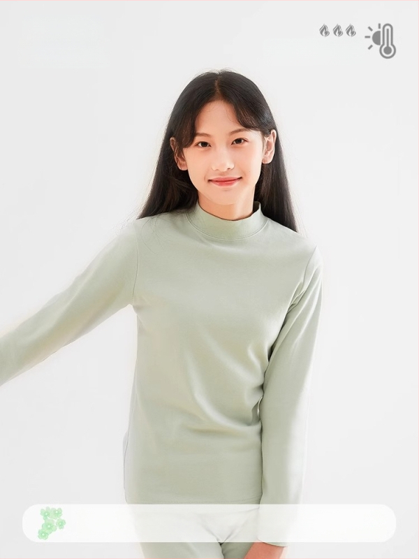 Djevojački dječji termalni komplet (gornji dio i hlače), 100% pamuk, podstava pamuk, prozračno, antibakterijsko, umjerena toplina