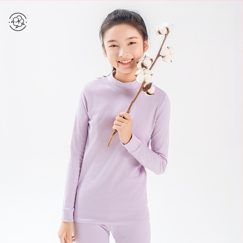 Djevojački dječji termalni komplet (gornji dio i hlače), 100% pamuk, podstava pamuk, prozračno, antibakterijsko, umjerena toplina