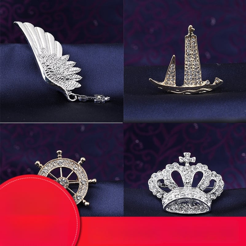 Broš od legure — unisex, kruna dizajn, elektroplatiranje, dekorativno