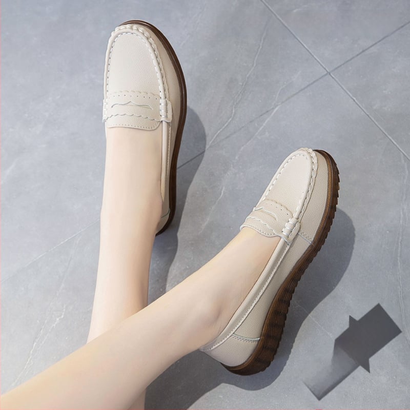 Ženske mokasine, casual stil, koža, okrugli vrh, slip-on