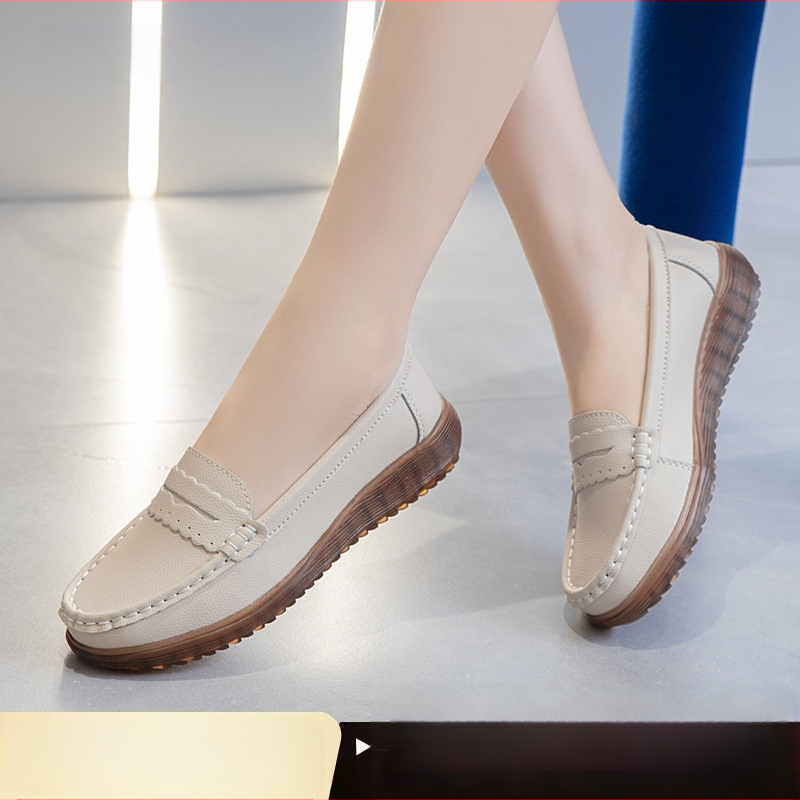 Ženske mokasine, casual stil, koža, okrugli vrh, slip-on