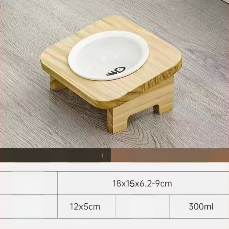 Ξύλινο μπολ για γάτες, χειροκίνητη σίτιση, σετ 1 τεμάχιο