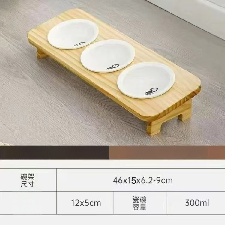 Ξύλινο μπολ για γάτες, χειροκίνητη σίτιση, σετ 1 τεμάχιο