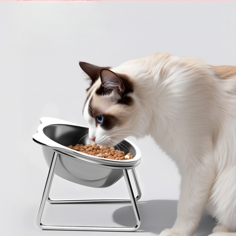 Ανοξείδωτο μπολ για γάτες και σκύλους με σχεδίαση κατά της ανατροπής και προστασία του λαιμού, μπολ για νερό και τροφή