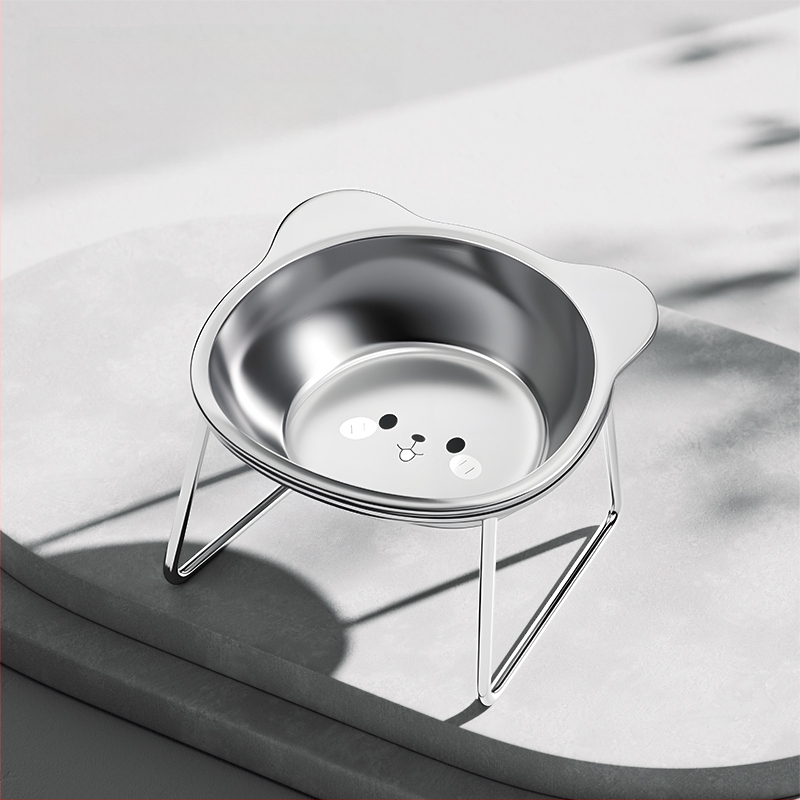 Ανοξείδωτο μπολ για γάτες και σκύλους με σχεδίαση κατά της ανατροπής και προστασία του λαιμού, μπολ για νερό και τροφή