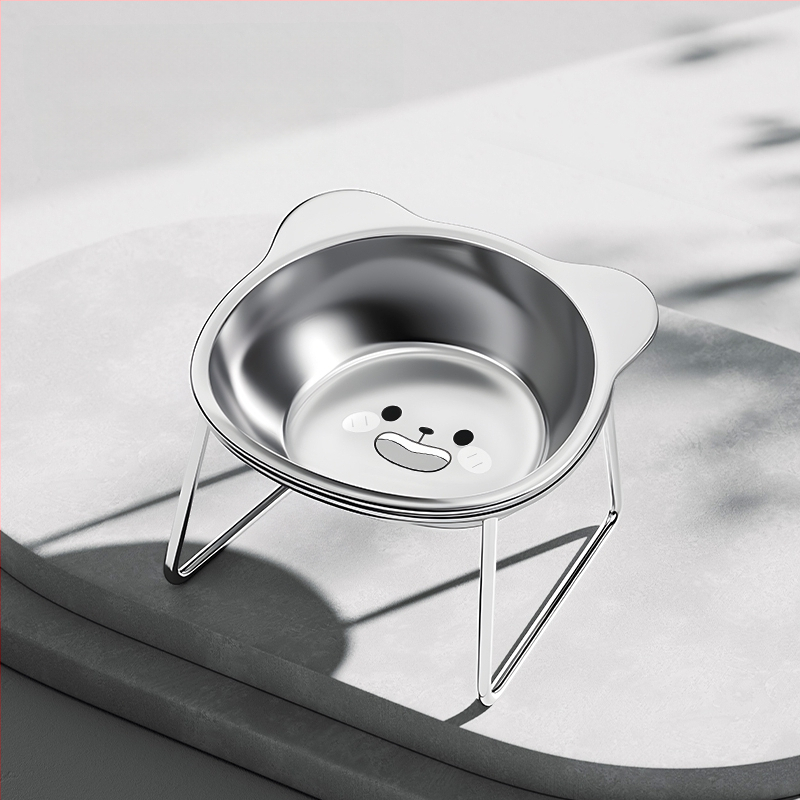 Ανοξείδωτο μπολ για γάτες και σκύλους με σχεδίαση κατά της ανατροπής και προστασία του λαιμού, μπολ για νερό και τροφή