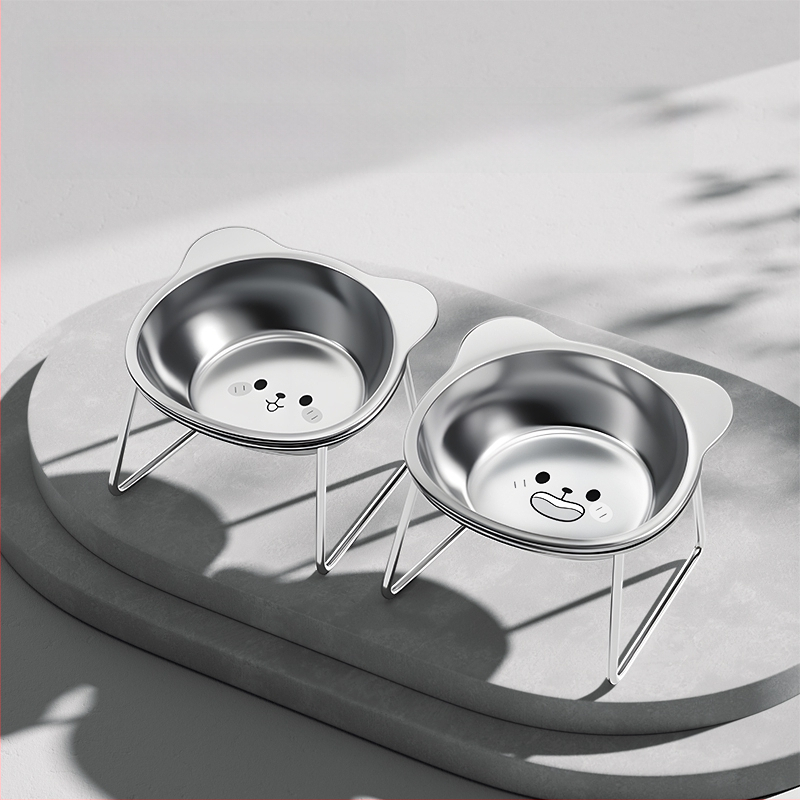 Ανοξείδωτο μπολ για γάτες και σκύλους με σχεδίαση κατά της ανατροπής και προστασία του λαιμού, μπολ για νερό και τροφή