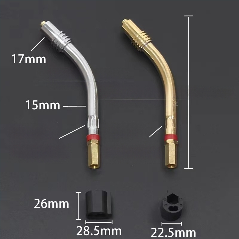 Pribor za zavarivanje uz zaštitu plinova: zaštitna mlaznica, pokrov mlaznice, sjedište spojne šipke mlaznice, koljeno priključka; bakreno premazivanje; zavarivanje različitih metala