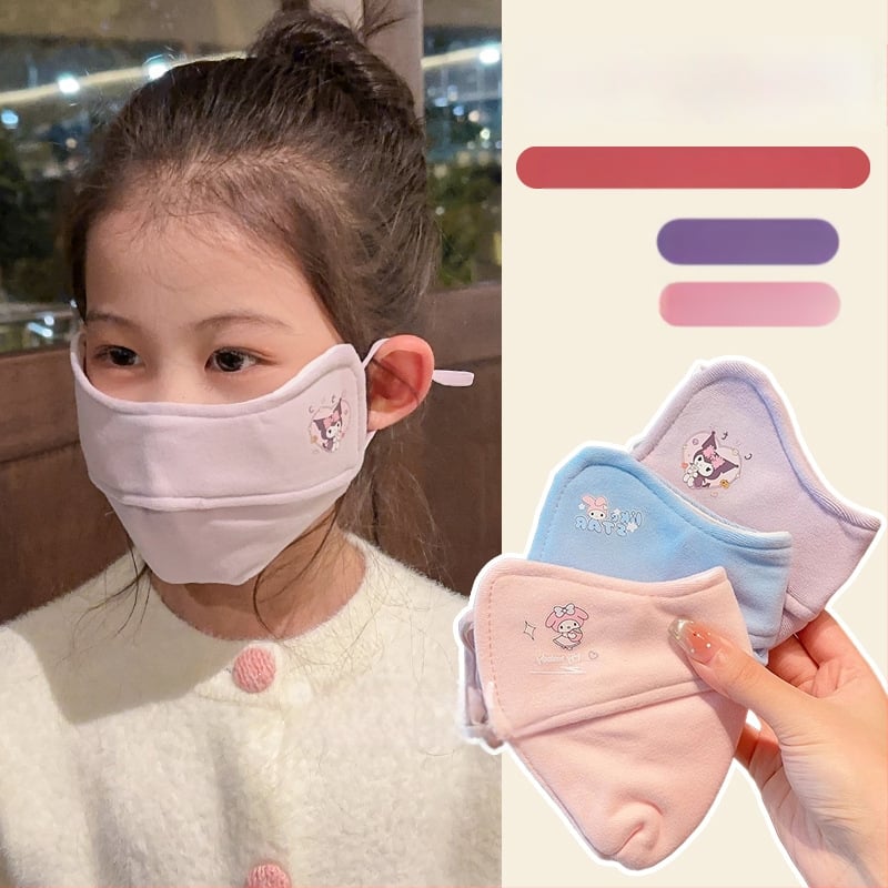 Παιδική χειμωνιάτικη μάσκα προσώπου με ζεστό παχύ μη υφαντό ύφασμα, γεωμετρικό σχέδιο, αναπνέουσα, διακοσμητική